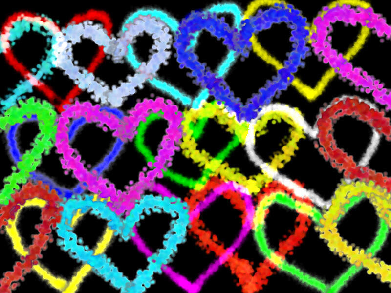 Colorful Heart Shapes — Black, Playful