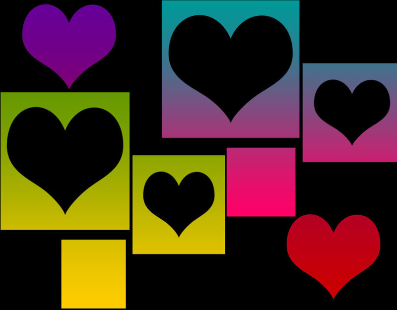 Colorful Heart Shapes — Black