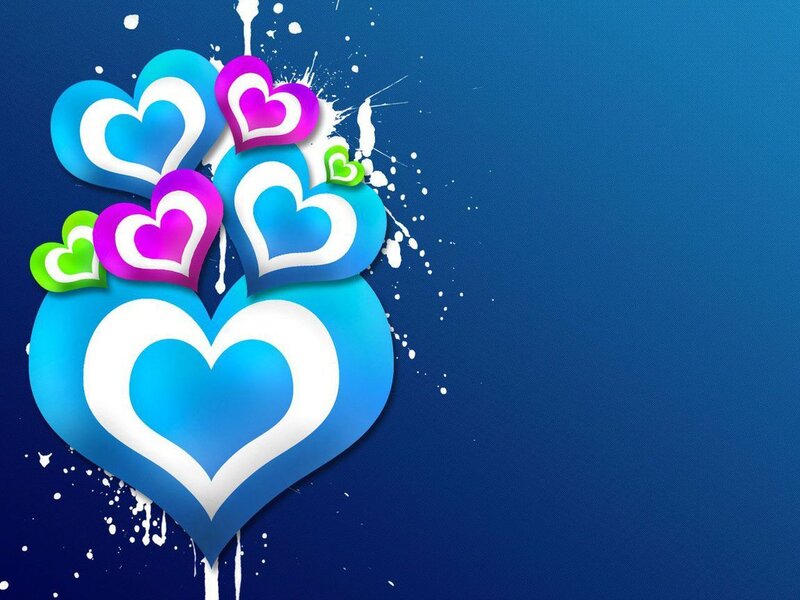 Colorful Heart Shapes — Blue