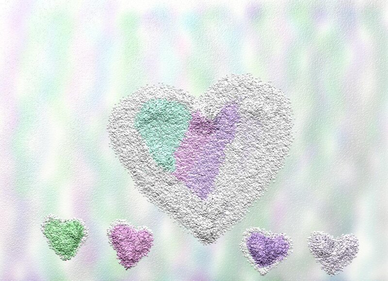 colorful heart shapes on pastel background
