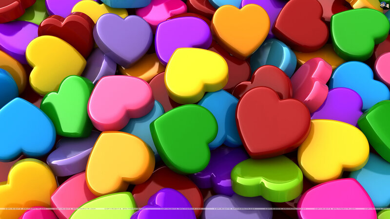 Colorful Heart Shapes — Red