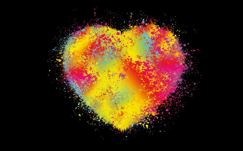 Colorful Heart Splatter — Yellow