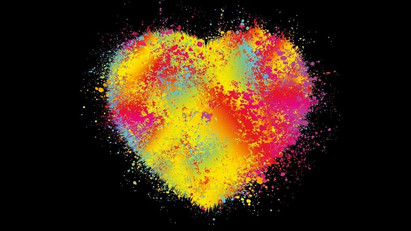 Colorful Heart Splatter — Yellow, Vibrant