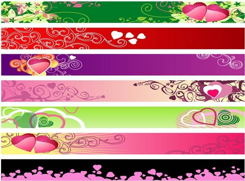 colorful heart-themed banners