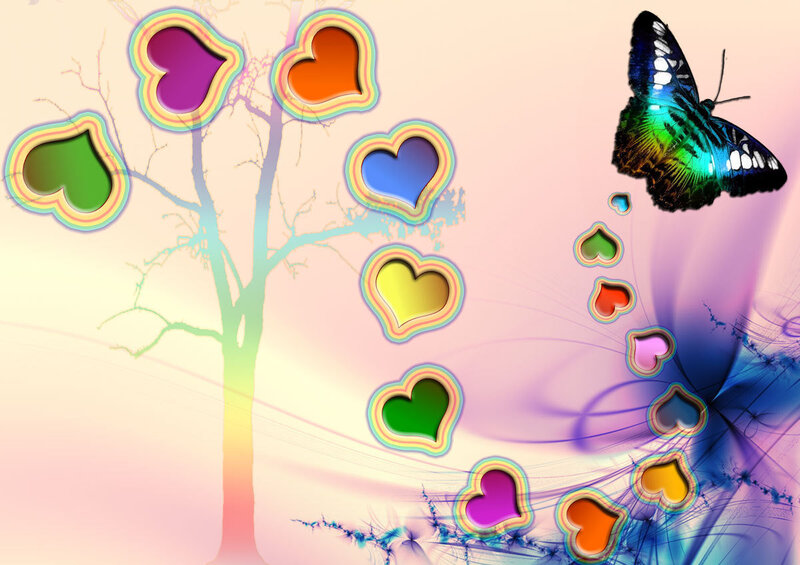 Colorful Heart Tree — Pink