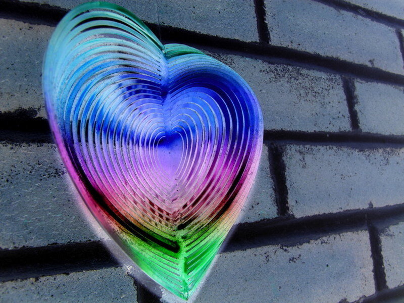 Colorful heart wind spinner