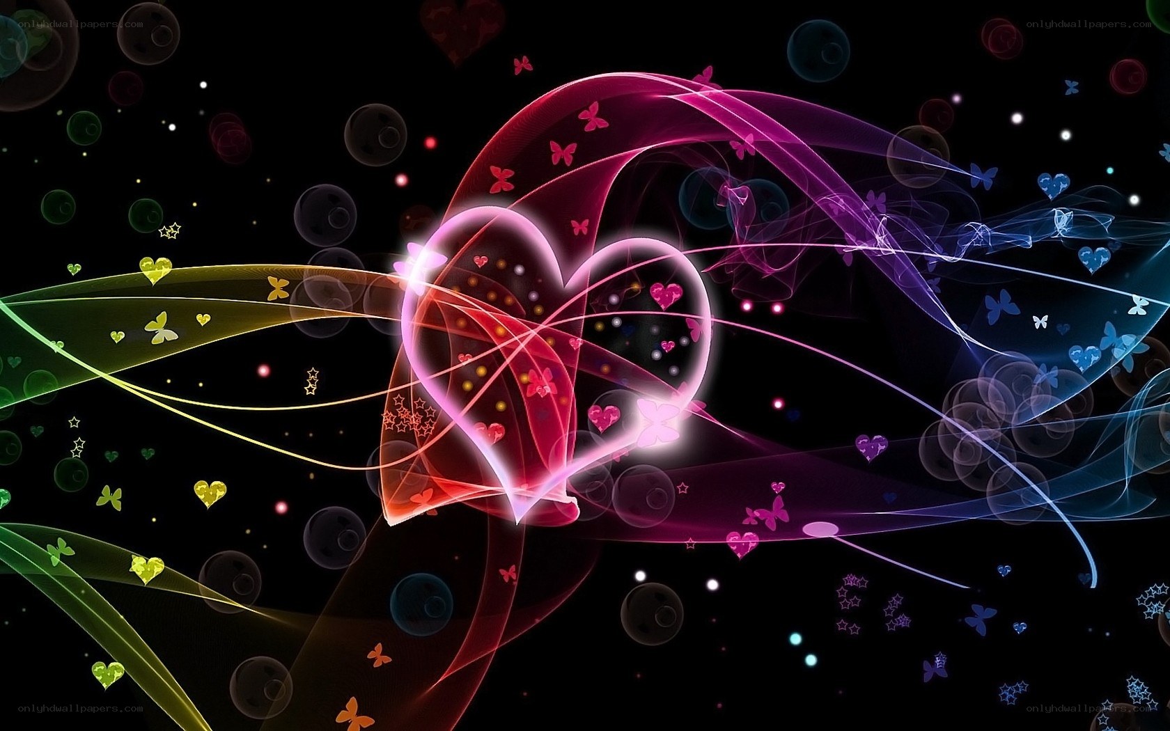 Colorful heart with butterflies