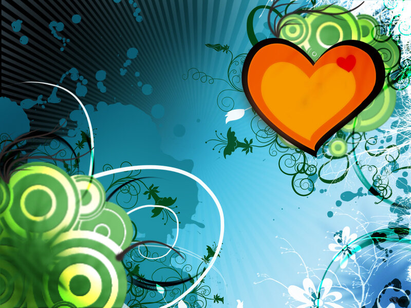 colorful heart with floral design