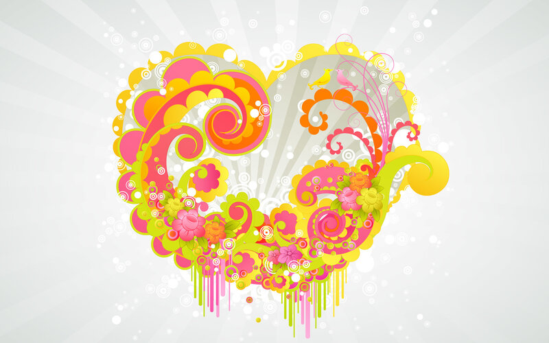 colorful heart with floral design