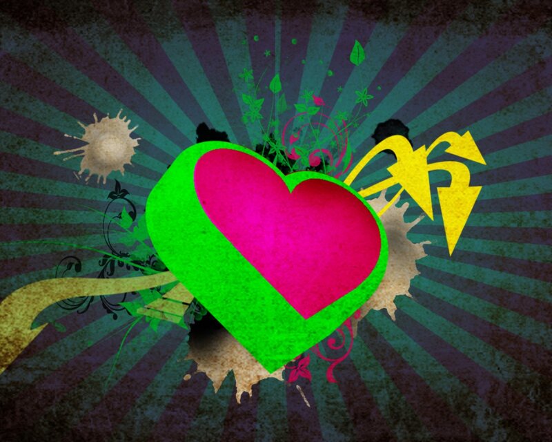 colorful heart with floral design