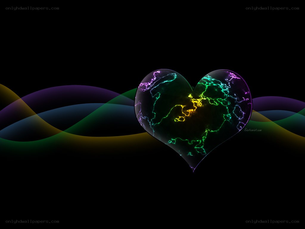 Colorful heart with lightning
