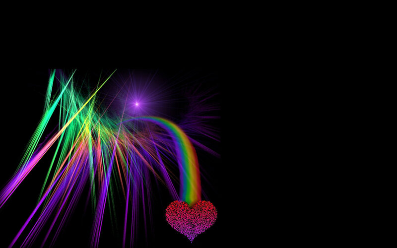 colorful heart with rainbow light