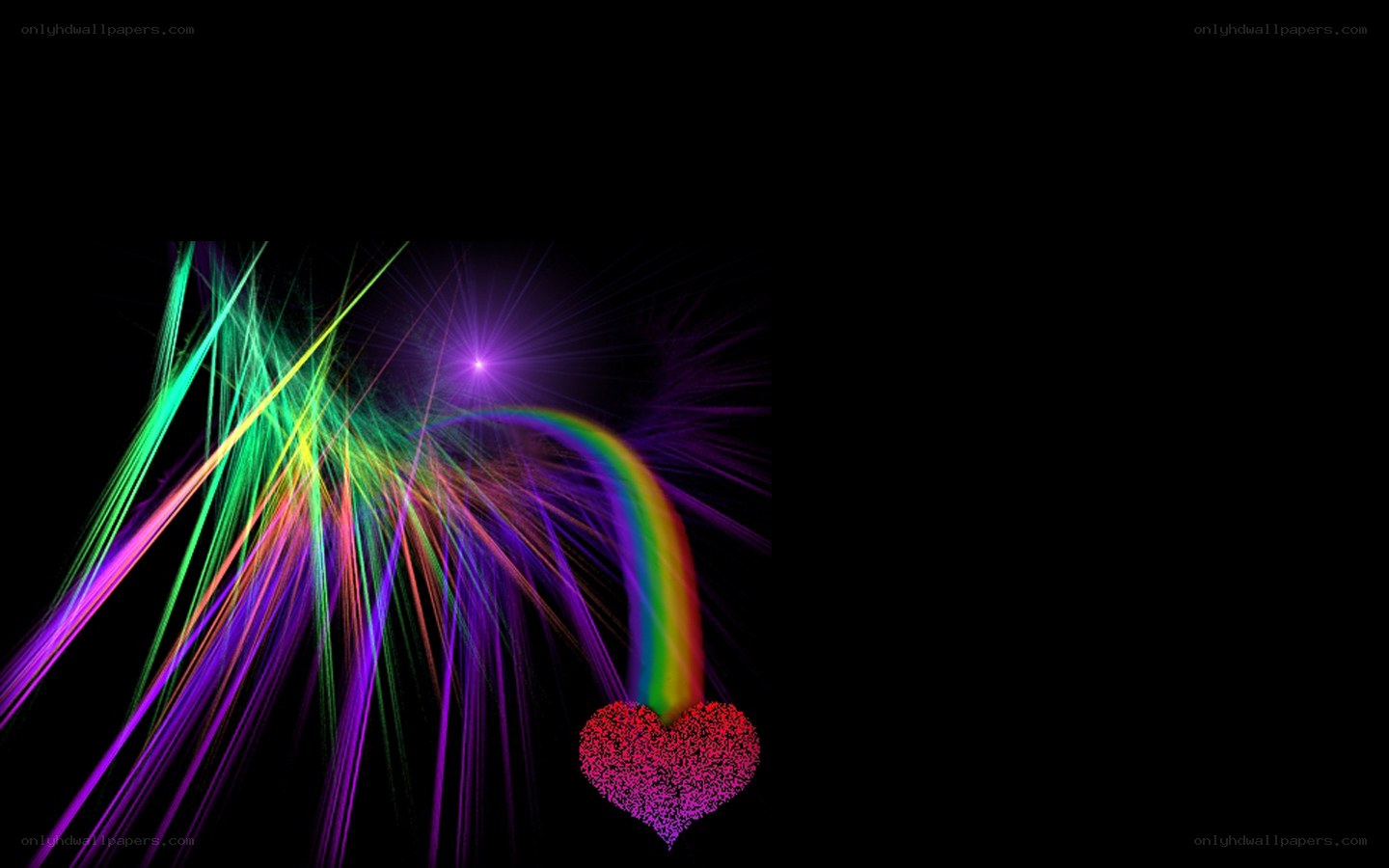 colorful heart with rainbow light