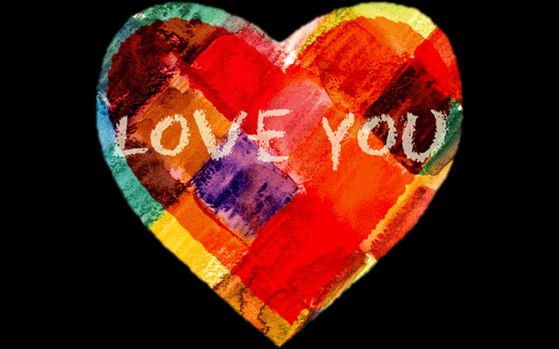 Colorful Heart with Text — Red