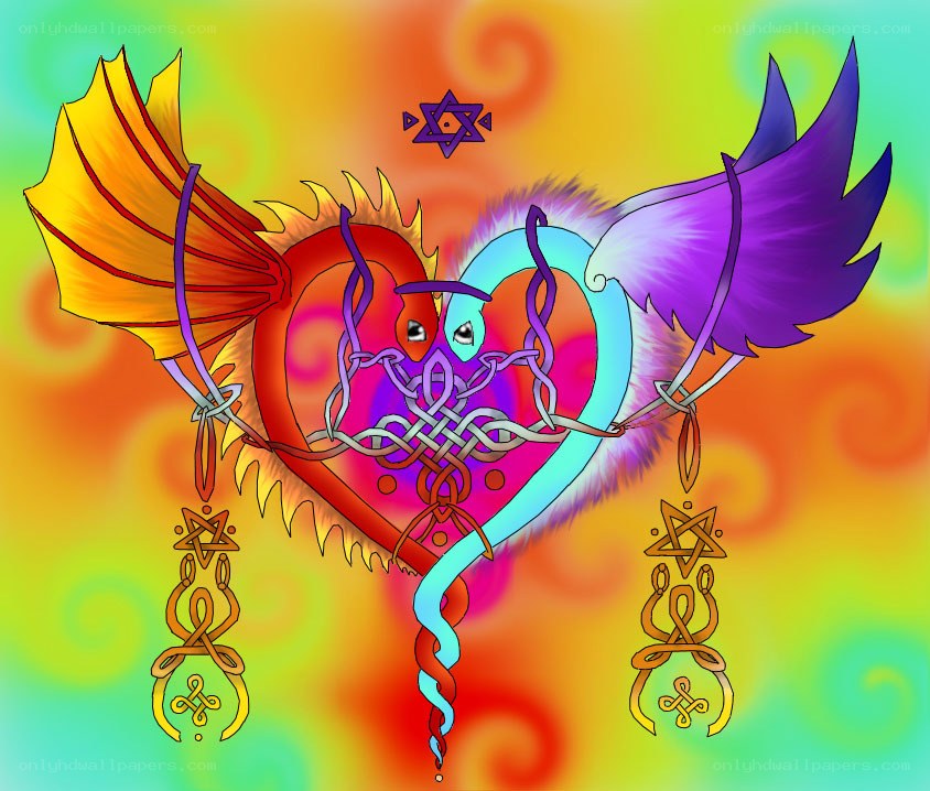 colorful heart with wings