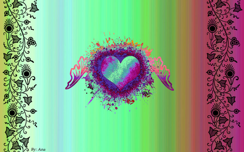colorful heart with wings