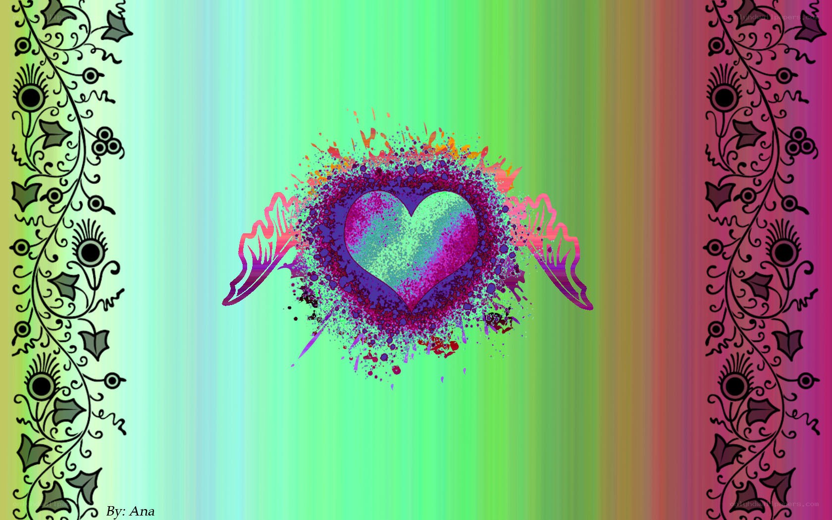 colorful heart with wings