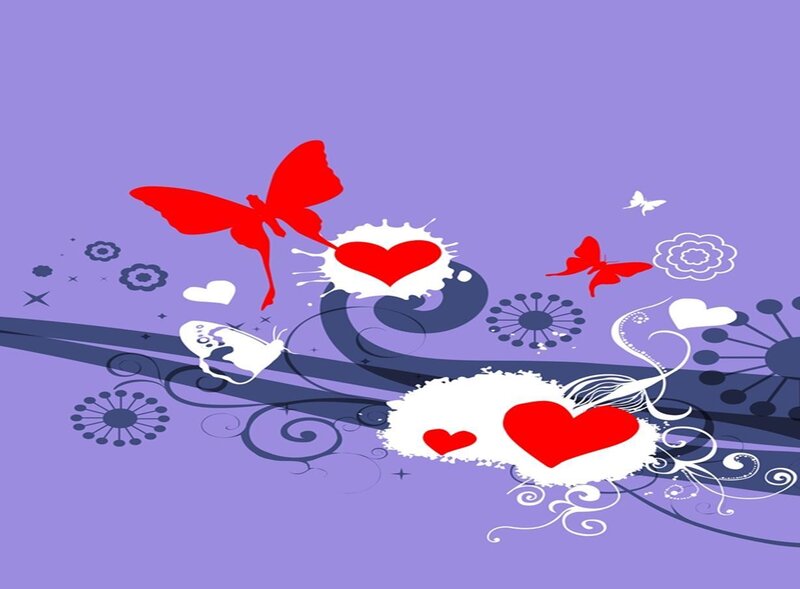 colorful hearts and butterflies