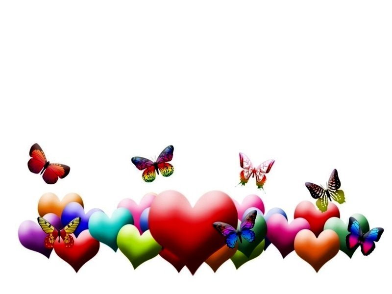 colorful hearts and butterflies