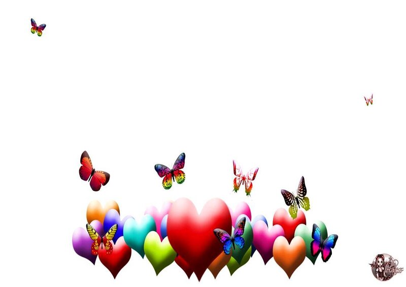 colorful hearts and butterflies