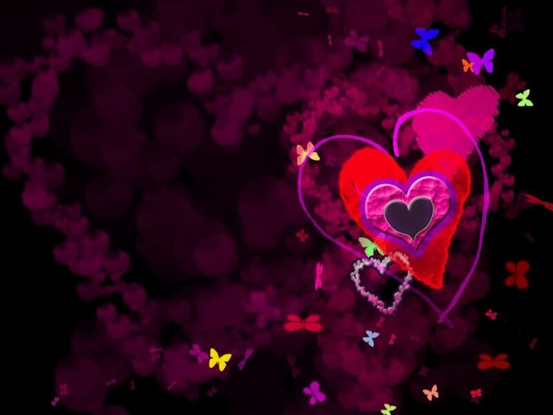 colorful hearts and butterflies