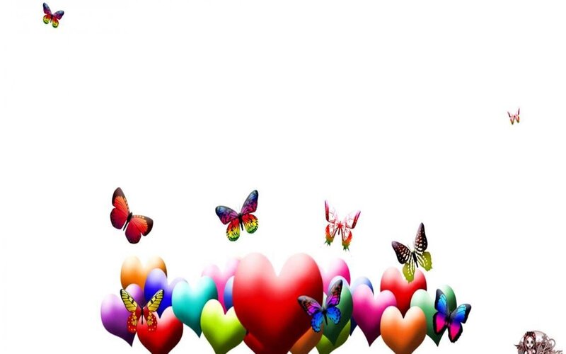 Colorful Hearts and Butterflies — Red