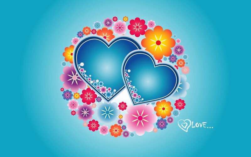 colorful hearts and flowers