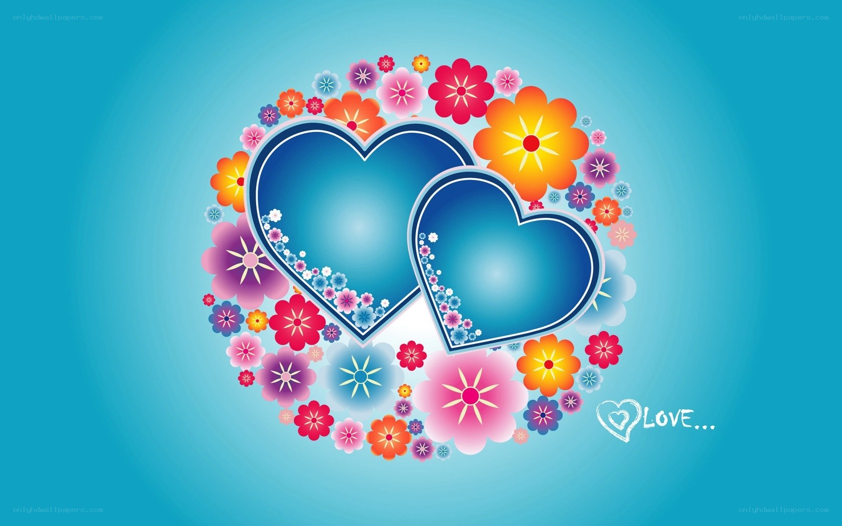 colorful hearts and flowers