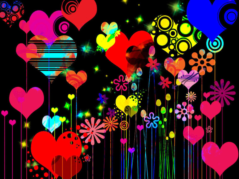 colorful hearts and flowers