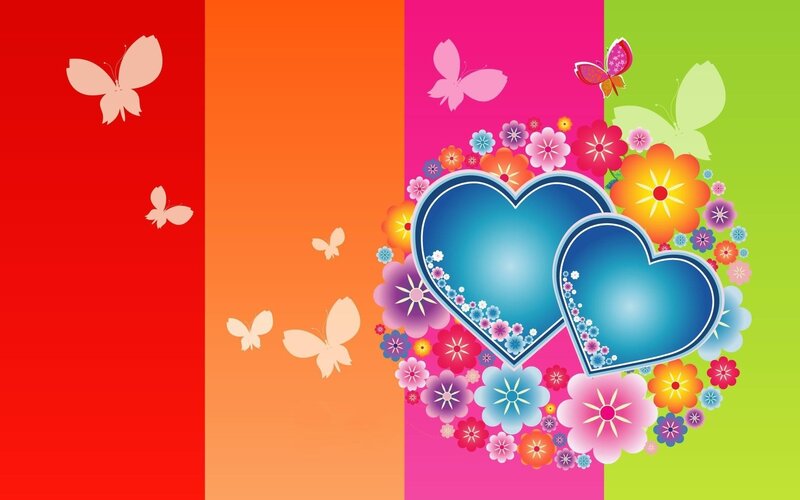 colorful hearts and flowers
