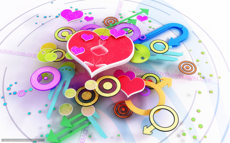 Colorful hearts and love symbols