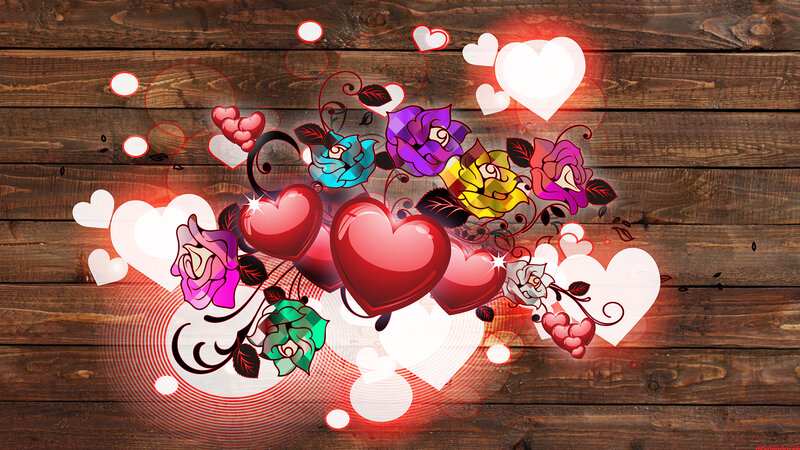 Colorful Hearts and Roses
