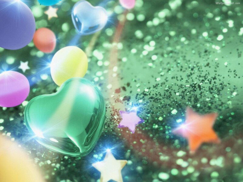 Colorful Hearts and Stars — Green