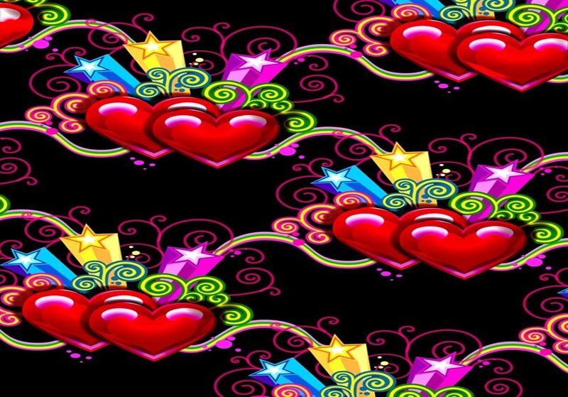 colorful hearts and stars pattern