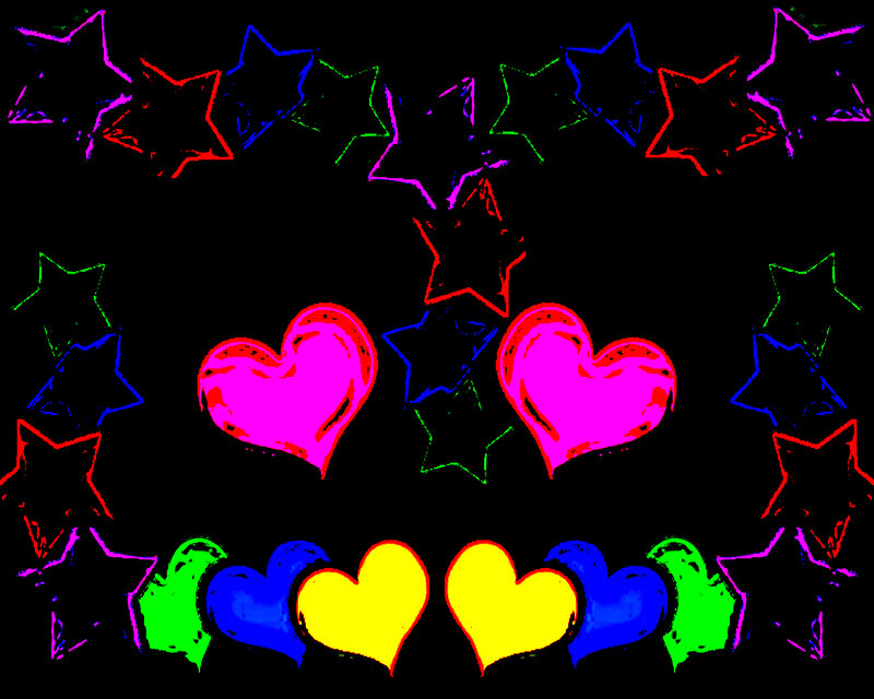 Colorful Hearts and Stars — Pink