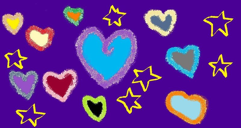 colorful hearts and stars