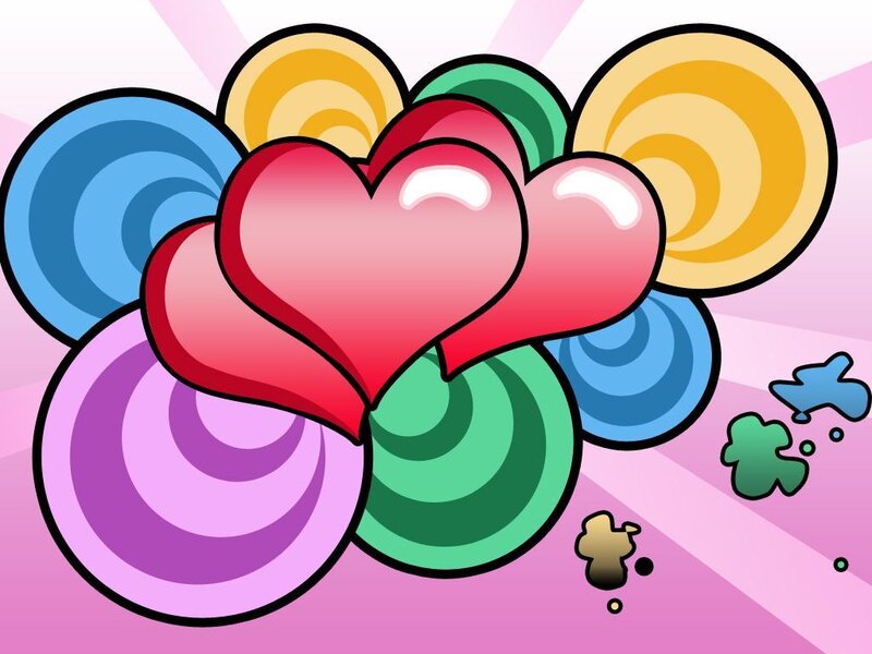 colorful hearts and swirls