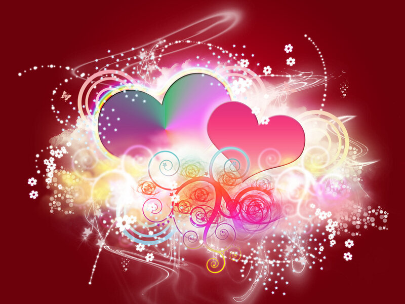 colorful hearts and swirls