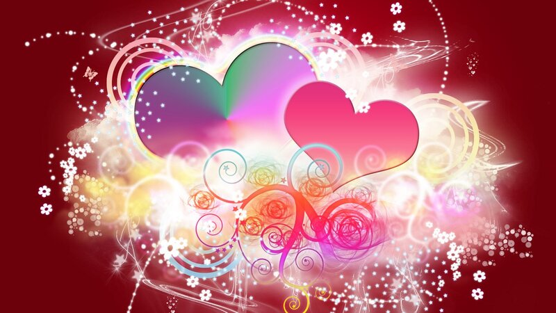 colorful hearts and swirls