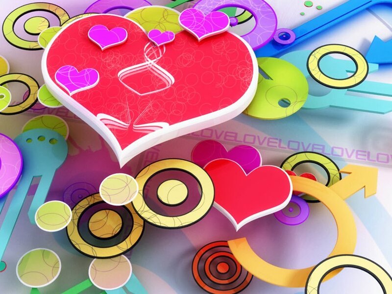 colorful hearts and symbols