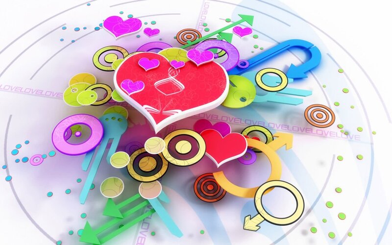 colorful hearts and symbols