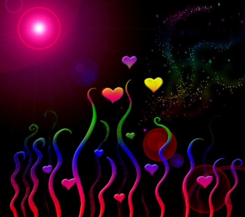 Colorful Hearts and Tendrils