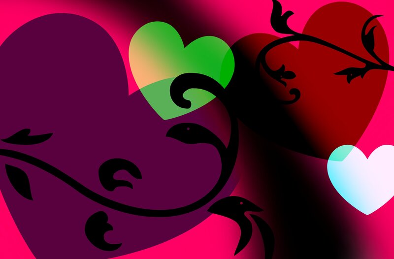 Colorful Hearts and Vines