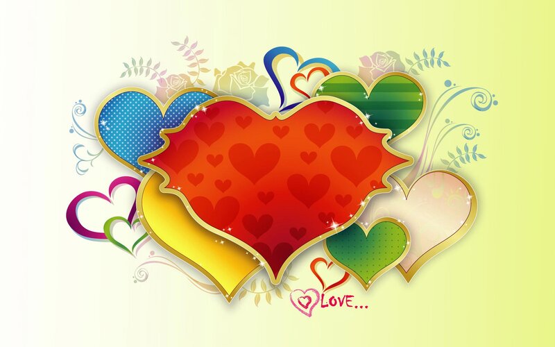 Colorful Hearts Collage — Red