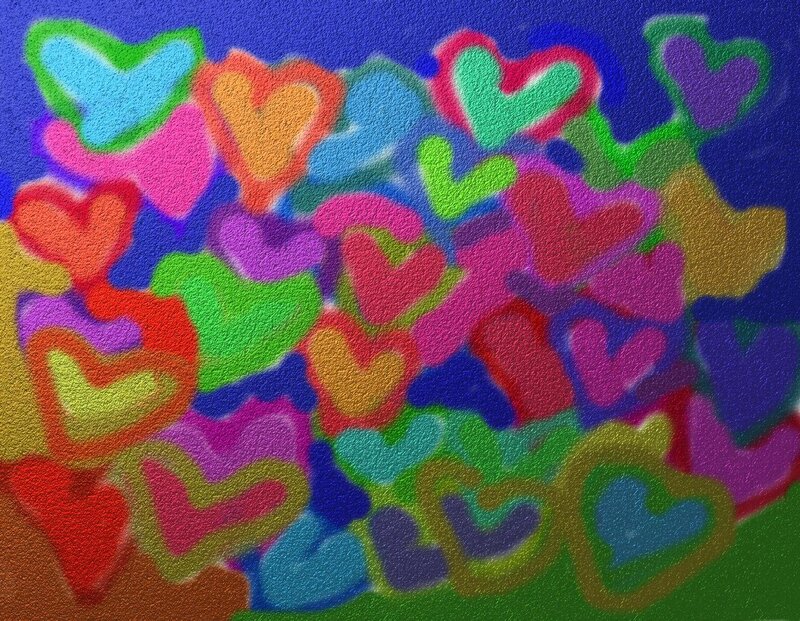 Colorful hearts collage