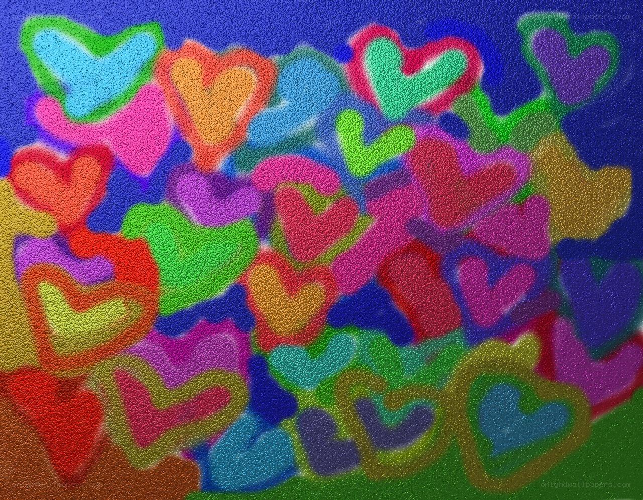 Colorful hearts collage