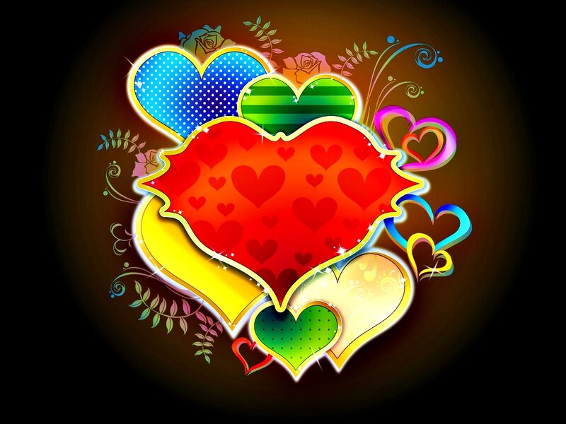 Colorful Hearts Design — Red, Festive