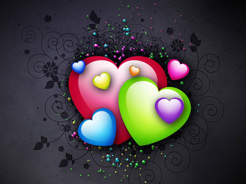 Colorful Hearts Design — Red