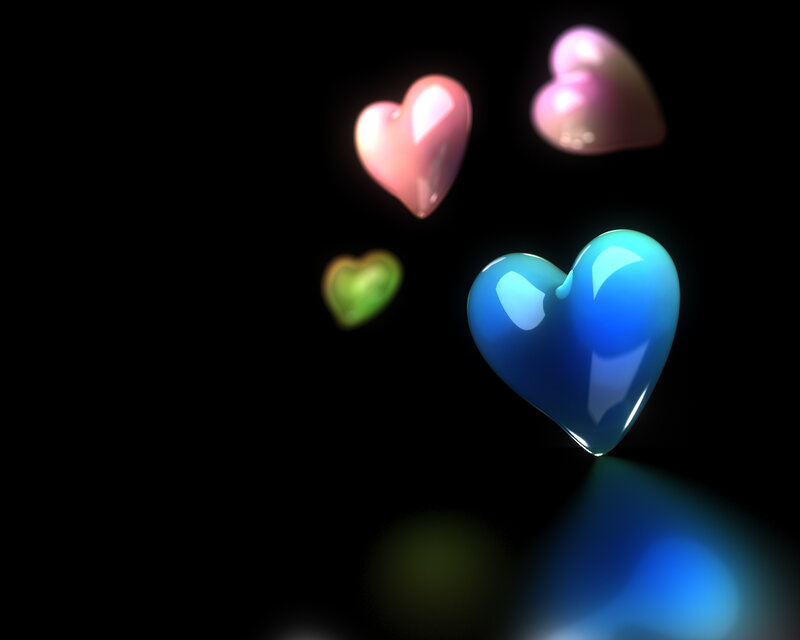 Colorful hearts floating in space