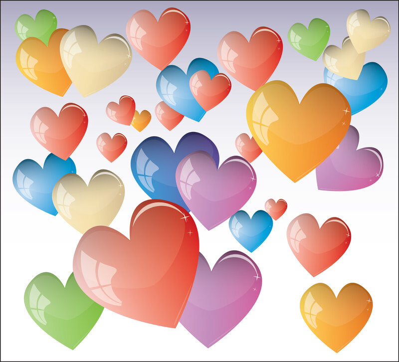 Colorful Hearts Floating — Red